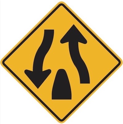 Ending of a divided highway sign