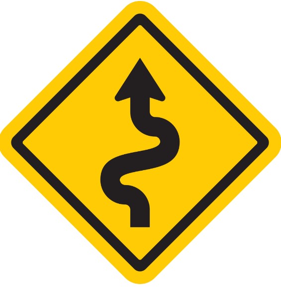 winding road sign