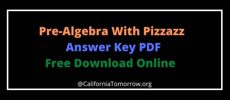 Pre-Algebra With Pizzazz Answer Key PDF